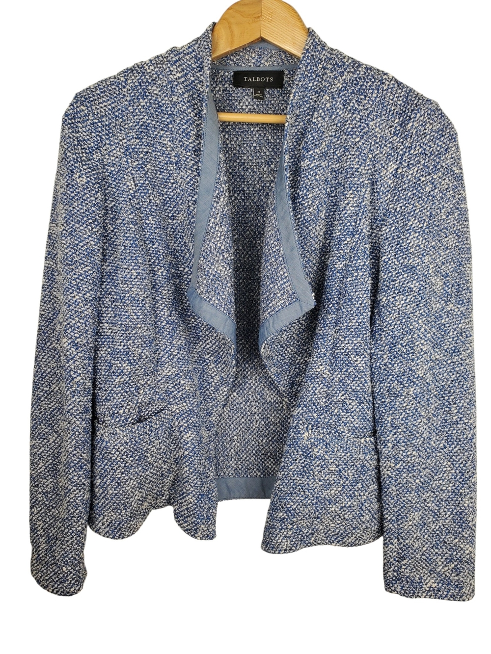 Talbots Blue Tweed Open-Front Blazer. MED. #344